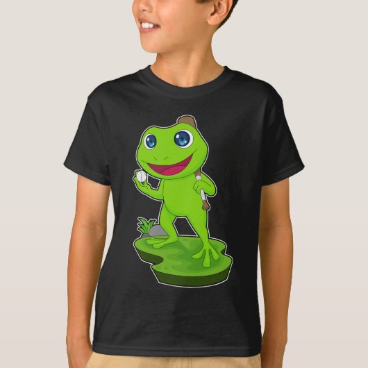 Frosch Baseball Baseball Sportfledermaus T-Shirt (Vorderseite)