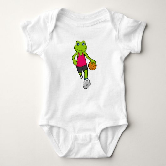 Frosch Basketball-Spieler Basketball Baby Strampler (Vorderseite)