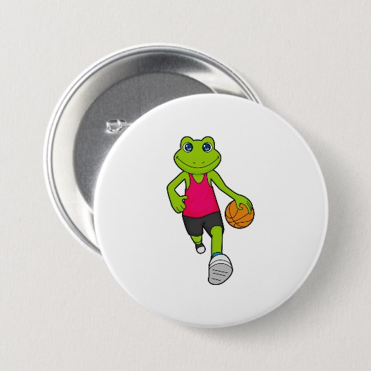 Frosch Basketball-Spieler Basketball Button (Vorne & Hinten)