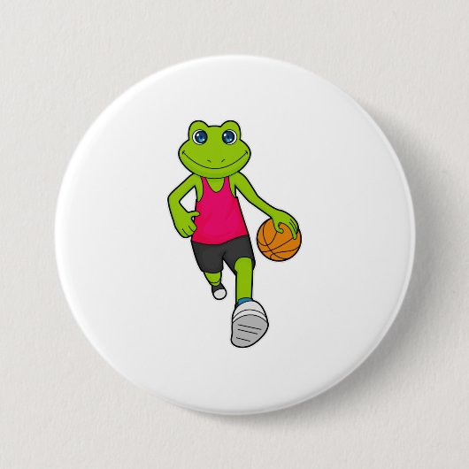 Frosch Basketball-Spieler Basketball Button (Vorderseite)