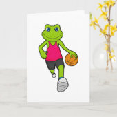 Frosch Basketball-Spieler Basketball Karte (Gelbe Blume)