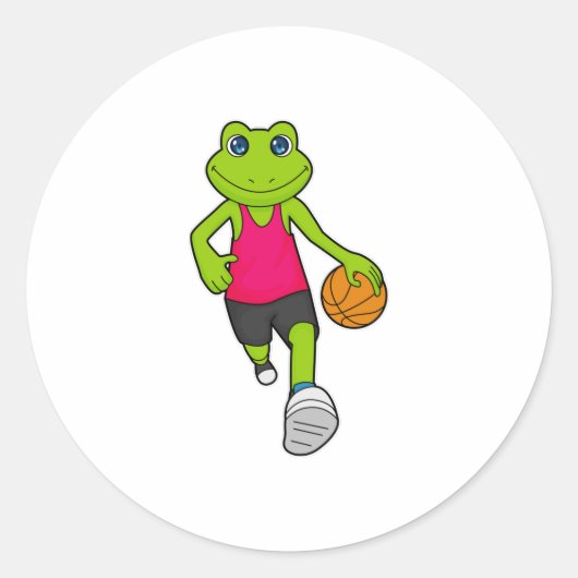 Frosch Basketball-Spieler Basketball Runder Aufkleber (Vorderseite)
