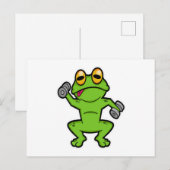 Frosch bei Schultertraining mit Hanteln Postkarte (Vorne/Hinten)