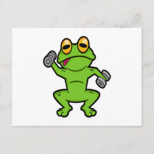 Frosch bei Schultertraining mit Hanteln Postkarte