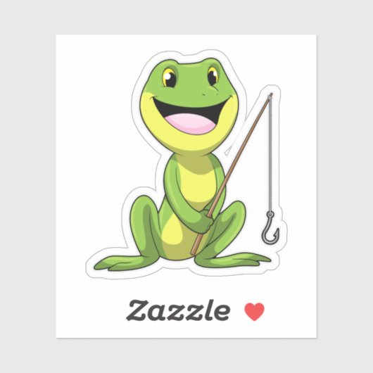 Frosch beim Angeln mit Angelrute Aufkleber (Blatt)