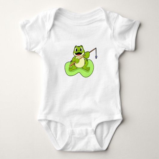 Frosch beim Angeln mit Angelrute Baby Strampler (Vorderseite)
