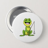 Frosch beim Angeln mit Angelrute Button (Vorne & Hinten)