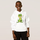 Frosch beim Angeln mit Angelrute Hoodie (Vorne ganz)