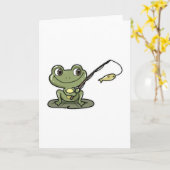 Frosch beim Angeln mit Angelrute Karte (Gelbe Blume)