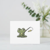 Frosch beim Angeln mit Angelrute Postkarte (Stehend Vorderseite)