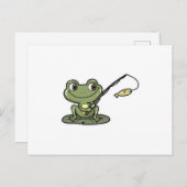 Frosch beim Angeln mit Angelrute Postkarte (Vorne/Hinten)