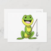Frosch beim Angeln mit Angelrute Postkarte (Vorne/Hinten)
