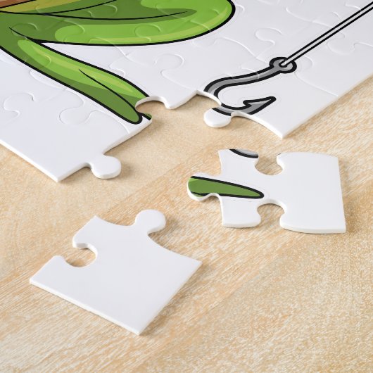 Frosch beim Angeln mit Angelrute Puzzle (Seite)
