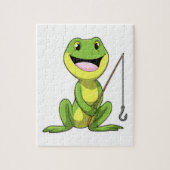 Frosch beim Angeln mit Angelrute Puzzle (Vertikal)