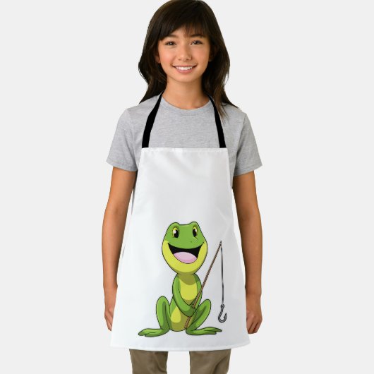 Frosch beim Angeln mit Angelrute Schürze (Insitu)