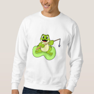 Frosch beim Angeln mit Angelrute Sweatshirt
