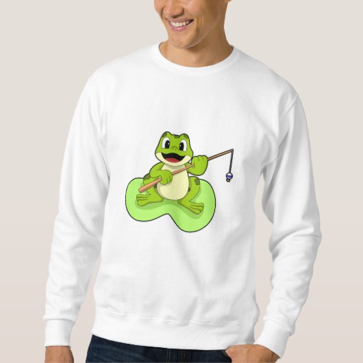 Frosch beim Angeln mit Angelrute Sweatshirt (Vorderseite)