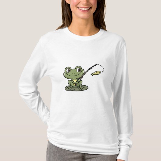 Frosch beim Angeln mit Angelrute T-Shirt (Vorderseite)
