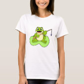 Frosch beim Angeln mit Angelrute T-Shirt (Vorderseite)