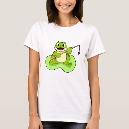Frosch beim Angeln mit Angelrute T-Shirt (Vorderseite)