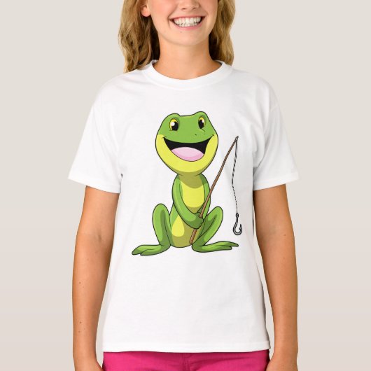 Frosch beim Angeln mit Angelrute T-Shirt (Vorderseite)