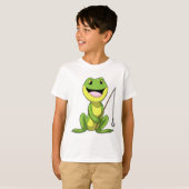 Frosch beim Angeln mit Angelrute T-Shirt (Vorne ganz)