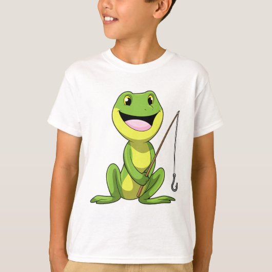 Frosch beim Angeln mit Angelrute T-Shirt (Vorderseite)