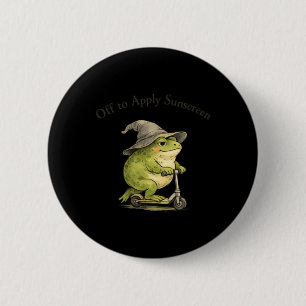 Frosch beim Auftragen von Sonnencreme Lustiger Som Button