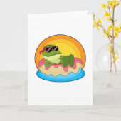 Frosch beim Baden mit Sonnenbrille Karte (Gelbe Blume)