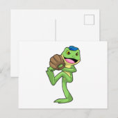 Frosch beim Baseball mit Handschuhen Postkarte (Vorne/Hinten)