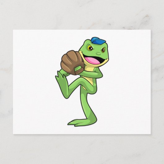 Frosch beim Baseball mit Handschuhen Postkarte (Vorderseite)