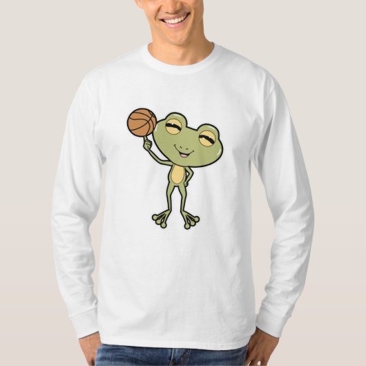 Frosch beim Basketball-Sport T-Shirt (Vorderseite)