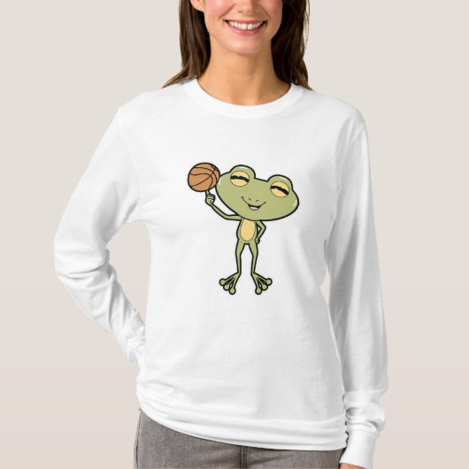 Frosch beim Basketball-Sport T-Shirt (Vorderseite)
