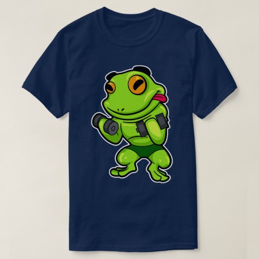 Frosch beim Biceps-Training mit Dumbells 1 T-Shirt (Design vorne)