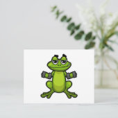 Frosch beim Biceps-Training mit Dumbells Postkarte (Stehend Vorderseite)