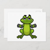 Frosch beim Biceps-Training mit Dumbells Postkarte (Vorne/Hinten)
