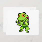 Frosch beim Biceps-Training mit Dumbells Postkarte (Vorne/Hinten)