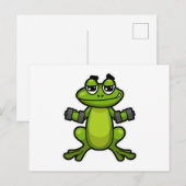 Frosch beim Bizepstraining mit Hanteln Postkarte (Vorne/Hinten)
