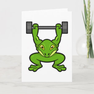 Frosch beim Bodybuilding mit Langhantel Karte