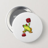 Frosch beim Boxen mit Boxhandschuhen Button (Vorne & Hinten)