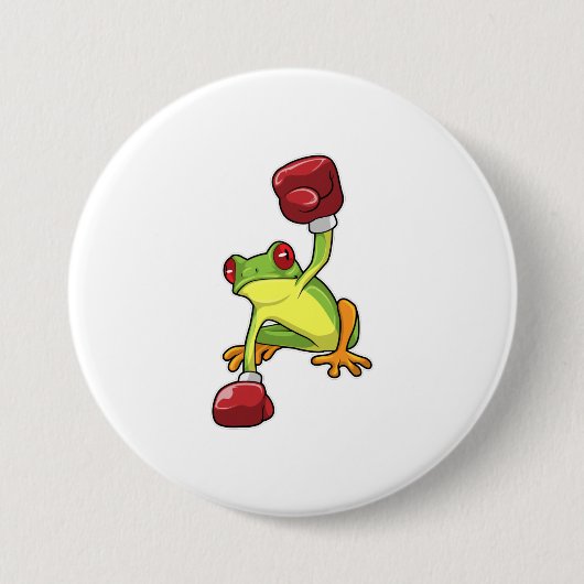 Frosch beim Boxen mit Boxhandschuhen Button (Vorderseite)