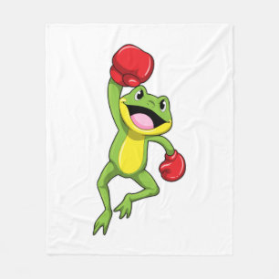 Frosch beim Boxen mit Boxhandschuhen Fleecedecke