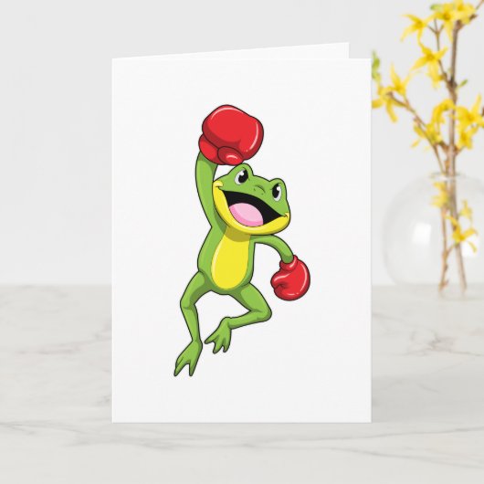 Frosch beim Boxen mit Boxhandschuhen Karte (Gelbe Blume)