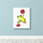Frosch beim Boxen mit Boxhandschuhen Leinwanddruck (Insitu (Holzboden))