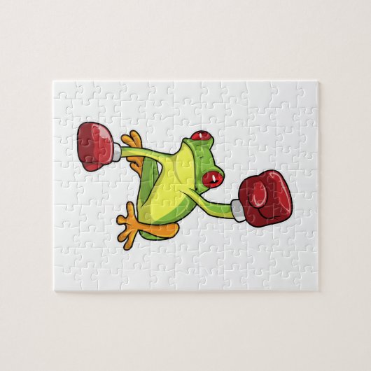 Frosch beim Boxen mit Boxhandschuhen Puzzle (Horizontal)