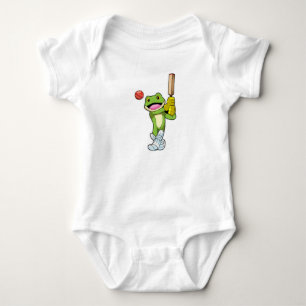 Frosch beim Cricket mit Cricket-Schläger Baby Strampler