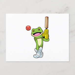 Frosch beim Cricket mit Cricket-Schläger Postkarte