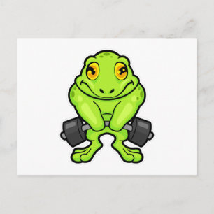 Frosch beim Fitness mit Langhantel Postkarte