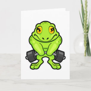Frosch beim Fitnesstraining mit Langhantel Karte