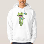 Frosch beim Laufen mit Sweatband Hoodie (Vorderseite)